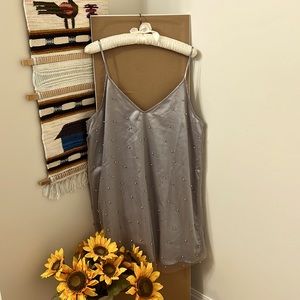 NWT - Grey Pearl Spaghetti Strap Mini Dress